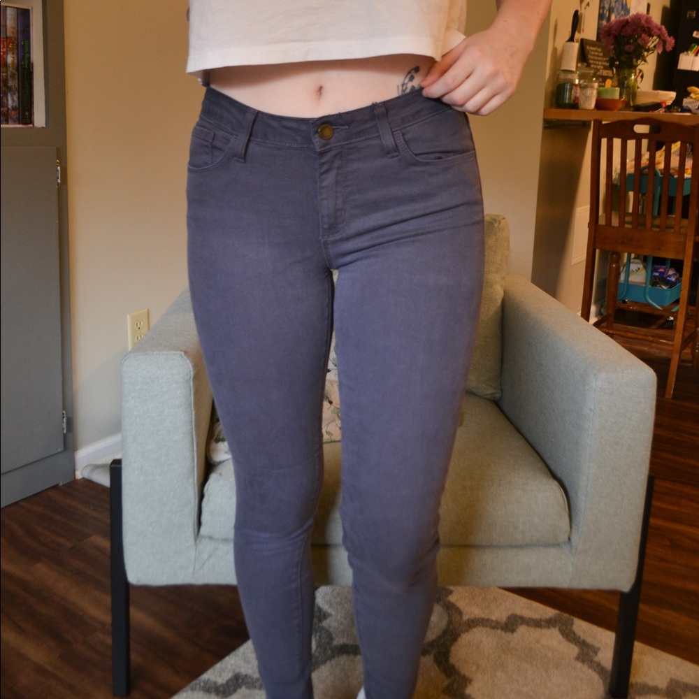 Grey with purple tone full length skinny jeans